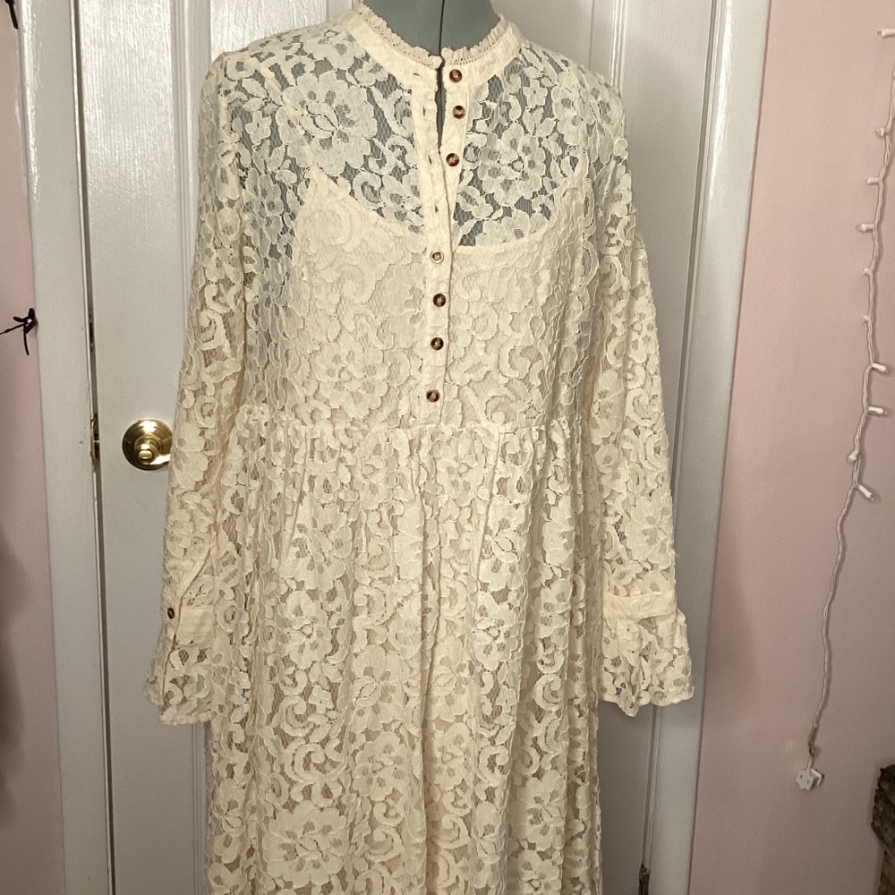 Sundance Lace dress with slip Womens large
